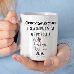 custom 'customer service mom' mug, personalized gift for csr, job appreciation, profession cup, colleague leaving, offic