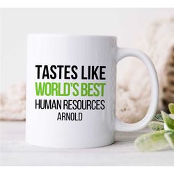 personalized 'worl's best hr' mug, custom gift for human resources, team appreciation, for him & her, friend, management