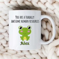 personalized 'toadally awesome hr' mug, custom gift for human resources, team appreciation, for him & her, friend, manag