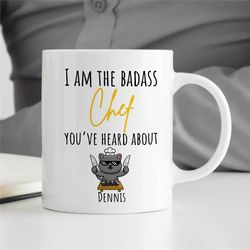 custom chef mug, personalized gift for cook, gastronomy appreciation, culinary school graduate, gourmet, caterer, rude,