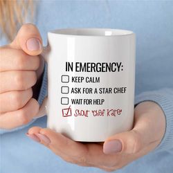 custom chef emergency mug, personalized gift for cook, gastronomy appreciation, culinary school graduate, gourmet, cater