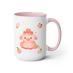 peach cow kawaii mug gift, 15oz, trending gift for mom, peach lover, peach aesthetic
