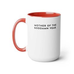 mother of the year mug two-tone coffee mugs, 15oz