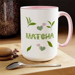 Matcha Kawaii Mug Two-Tone Coffee Mugs, 15oz