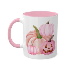 pink pumpkin mug, 11oz, its fall yall mug, gift for halloween, cute fall mug, fall decor, thanksgiving gift, autumn deco
