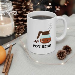 pot head mug, ceramic mug 11oz
