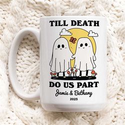 Custom Ghost Mug, Personalized Couples Wedding Cup, Gothic Wedding Gift, Cute Valentines Anniversary Gift Idea, Cottagec