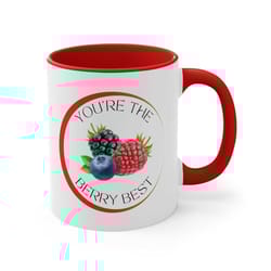 valentine's day mug, you're the berry best accent coffee mug, 11oz friend gift valentine mixed berries