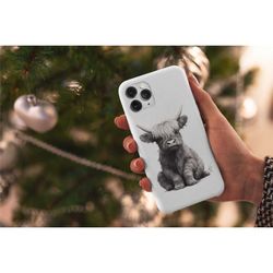 highland cow phone case, highland cow case, farm lover gift, cute highland cow, 14, 15, max pro, cow lover gift, animal