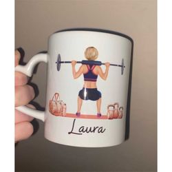 personalised gym girl mug - when in doubt squat it out - gym girl mug - gym gifts for women - gym lover gift idea - gym