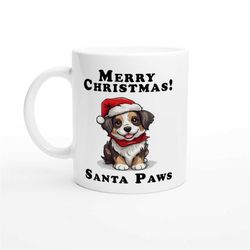 santa paws coffee mug - christmas design featuring puppy dog