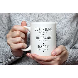 boyfriend, husband, daddy personalised father's day mug, mug for new dad, dad mug, personalised dad mug, new dad, father
