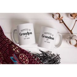 promoted to grandparents mugs, grandparent gifts, mugs for grandparents, matching grandparent mugs, grandma mug, grandpa