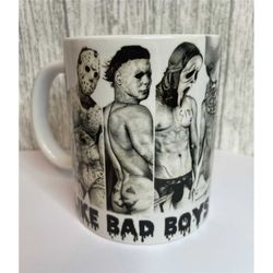 i like bad boys white funny horror mug