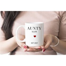 aunt mug, pregnancy announcement,custom new aunt gift, new baby announcement, promoted to aunt gift, with custom name an