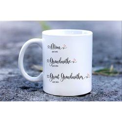 pregnancy announcement, mum, grandma, great grandma, pregnancy mug, great grandma gift, new baby reveal gift, with custo