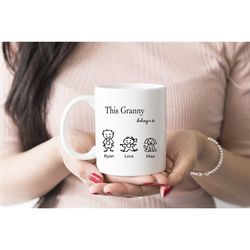 this grandma belongs to mug, granny, nanny, grandma, grandpa mug, grandparents gift, customised mug, personalised gift
