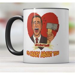 american psycho im crazy about you valentine mug black/red handle