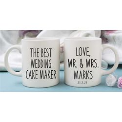 the best wedding cake maker mug, personalised wedding mug, thank you wedding gift, best wedding cake maker mug with cust