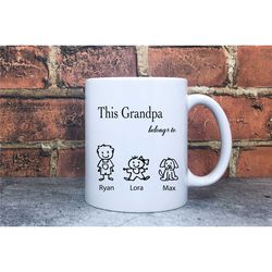 this grandpa belongs to mug, dada, pop, papa, grandpa mug, grandparents gift, customised mug, personalised gift