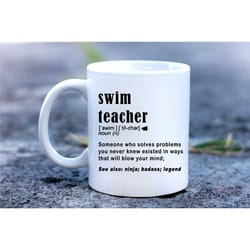 swim teacher mug, best swim teacher, end of school teacher gift, 11oz coffee mug, personalised gift