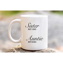 sister auntie, pregnancy announcement,custom new aunt gift, new baby announcement, promoted to aunt gift, with custom es