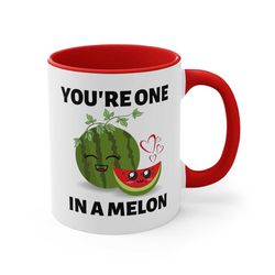 valentine's day soulmate one in a melon accent kawaii aesthetic coffee mug, 11oz friend gift trending