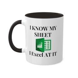 excel sheet mug, 11oz, white elephant mug gift, funny work holiday party gift, funny work mug, under 20 party gift