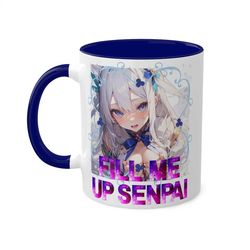 fill me up, senpai 11oz, white elephant mug gift, funny work holiday party gift, funny work mug, under 20 party gift