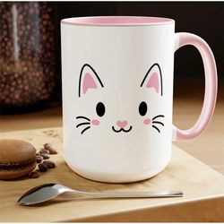cute cat mug cat whiskers gift coffee mug pink lover gift bestie gift coffee mug cat mug gift for her mug gift for wife