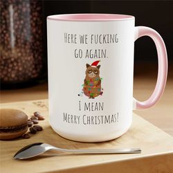 grumpy cat christmas mug coffee mug lover party gift mug floral mug gift for her mug funny gift for wife coffee mugs tea