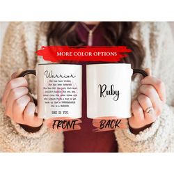 custom warrior mug, breast cancer survivor mug for women breast cancer awareness month, personalized cancer mug, breast