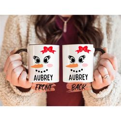 kids christmas mug, christmas coffee mug for men and women, personalized snowman mug, secret santa gift, winter mug for