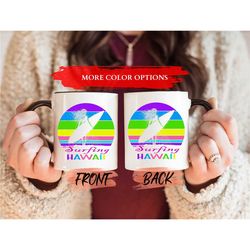 surfing hawaii mug, hawaii mug for beach lovers birthday gift, aloha coffee cups, retro mug, surfing mug, hawaii gifts,