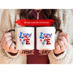 love america mug, 4th of july mug for patriotic independence day gift, america map mug, fireworks mug, fourth of july mu