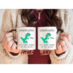 grandpasaurus mug, grandfather gift mug for grandpa fathers day, funny grandpa mugs, dinosaur coffee mug, grandparent mu