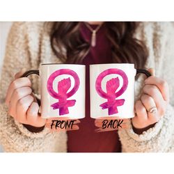 feminist fist mug, feminist strong women mom gift mug for mothers day gift, empowered women, girl power, strong women mu