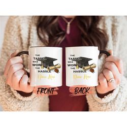tassel worth the hassle mug, graduation masters degree high school grad mug for men & women graduation, masters graduati
