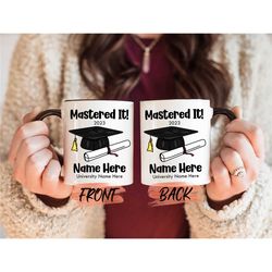 mastered it mug, graduation masters degree high school grad mug for him & her graduation gift, masters graduation, maste
