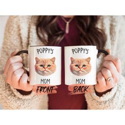 personalized pet face mug, custom cat mug for cat mama birthday gift, personalized pet mug, cat lover gift mug, cat mom