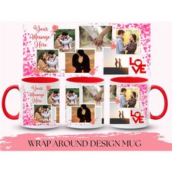custom valentines photo collage mug, personalized photo collage mug for him/her valentines day gift, photo collage coffe