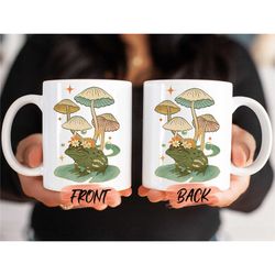 retro cottagecore mug, cottagecore mug for men and women christmas gift, mushroom mug, cottagecore frog, frog mug, retro