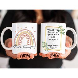thank you mug, thank you teacher mug for teachers christmas gift, teacher coffee cup, present for teacher, custom teache