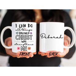 i can do all things through christ who strengthens me mug, bible verse scripture mug for men and women christmas gift, p