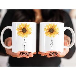 personalized sunflower mug, sunflower mug for sunflower lovers christmas gift, sunflower cup, sunshine mug, sunflower mu