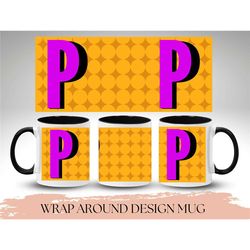 retro monogram mug, custom name monogram mug for men and women birthday, initial mug, custom letter mugs, monogram cup f