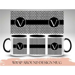 black and white monogram mug, custom name monogram mug for men and women christmas, custom letter mugs, monogrammed mug