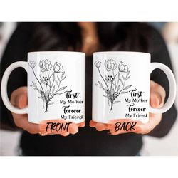 first my mother forever my friend mug, minimalist wildflower mug for moms christmas gift, minimalist floral mug, wildflo