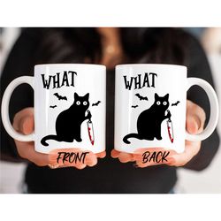 cat what mug, black cat halloween mug for cat lovers halloween gift, spooky cat mug, halloween cat mug, halloween coffee