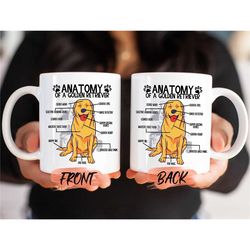 golden retriever anatomy mug, golden retriever mug for men and women birthday, dog anatomy, dog coffee mug, dog lover gi